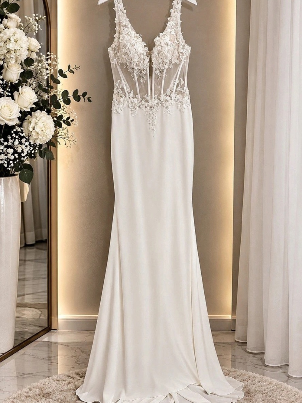 Lace Maxi Wedding Dress NWT in White